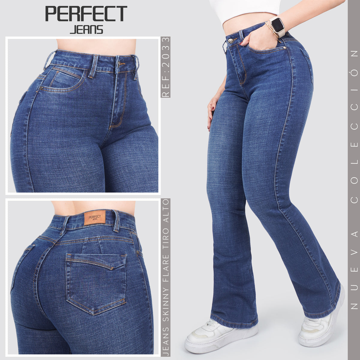 Jeans Skinny Flare Tiro Alto 2033