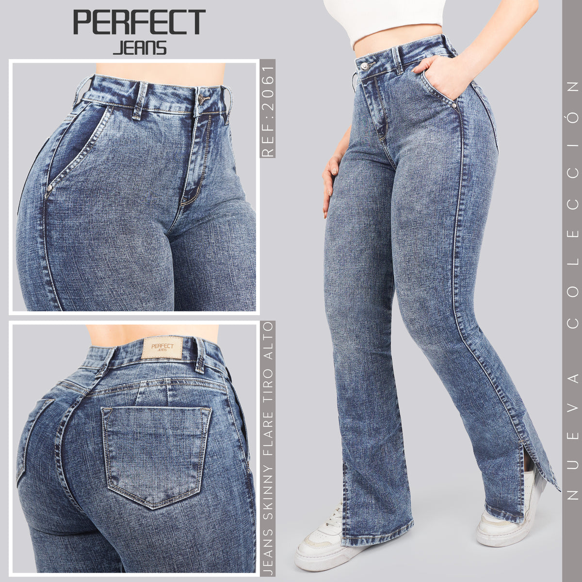 Jeans Skinny Flare Tiro Alto 2061