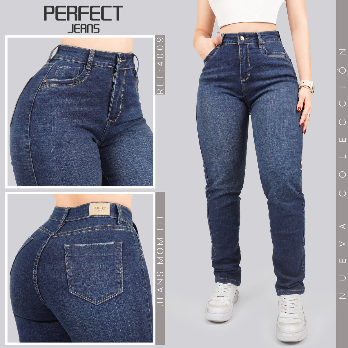 Jeans Mom Fit Tiro Alto 4009