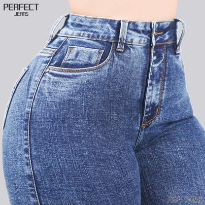 Jeans Skinny Flare Tiro Alto 2055