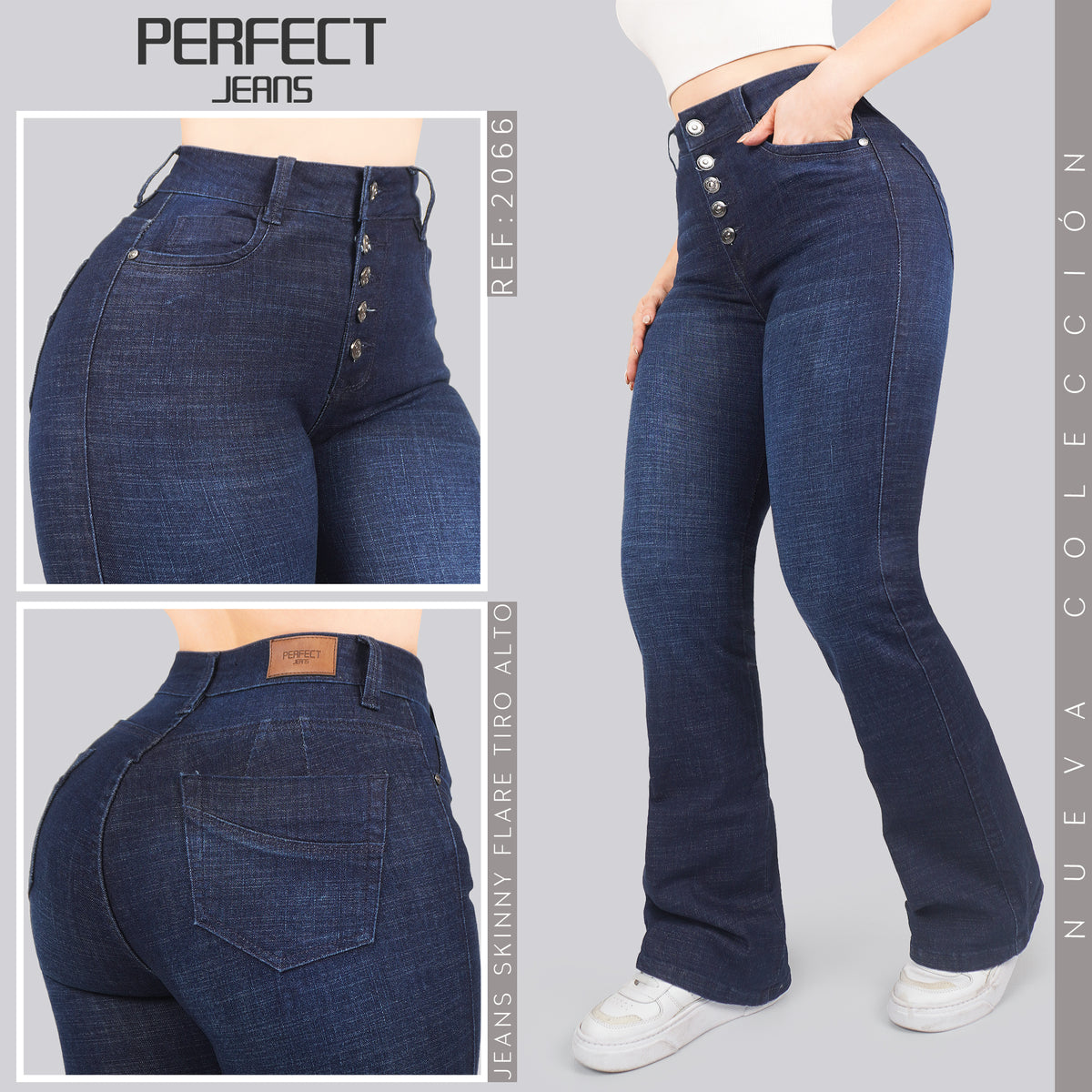 Jeans Skinny Flare Tiro Alto 2066