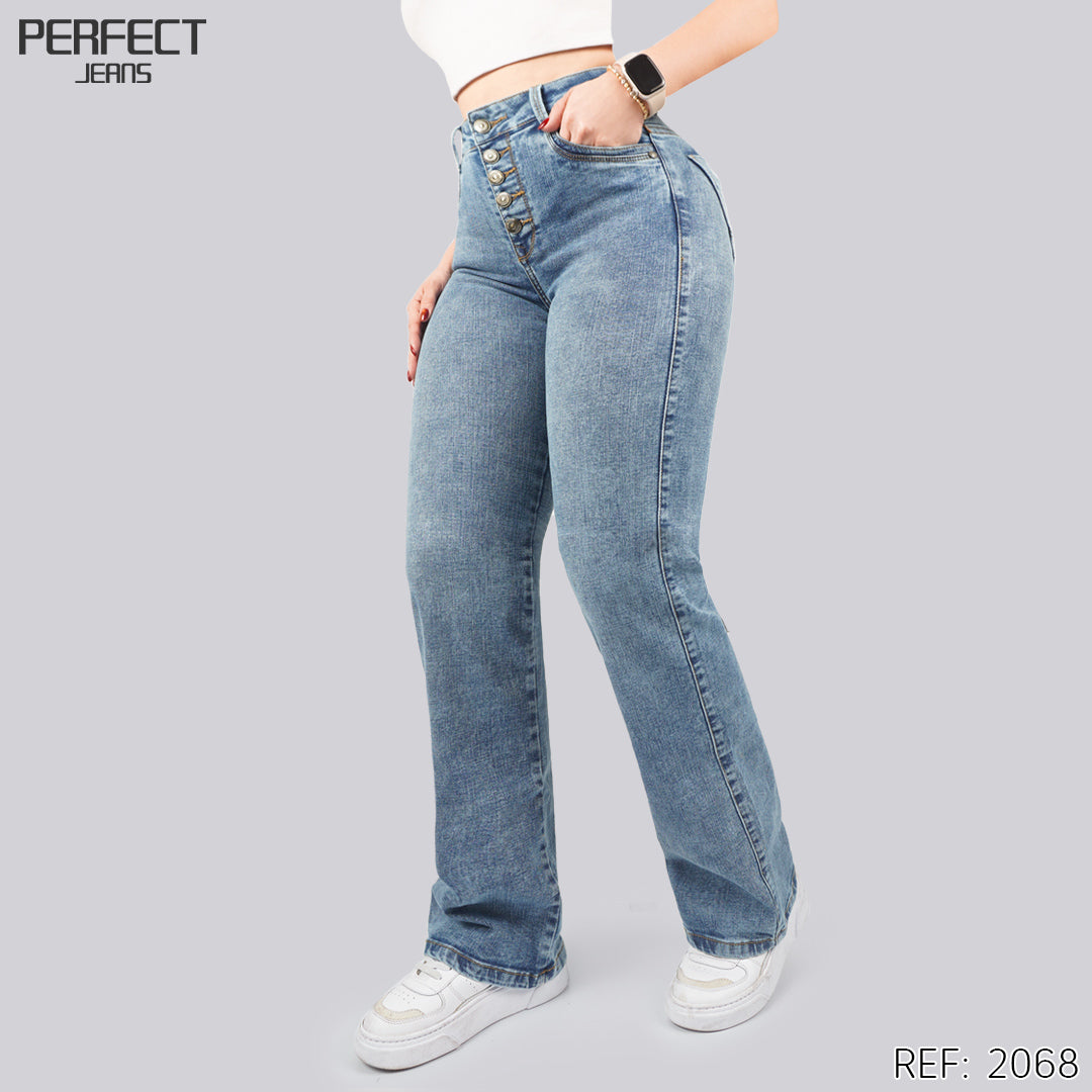 Jeans Skinny Flare Tiro Alto 2068