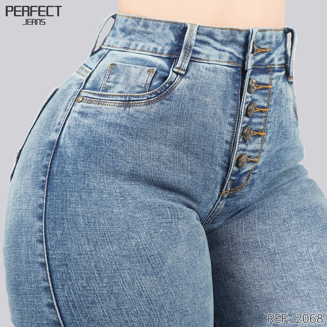 Jeans Skinny Flare Tiro Alto 2068