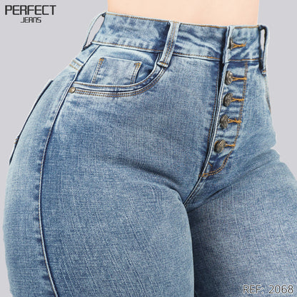 Jeans Skinny Flare Tiro Alto 2068