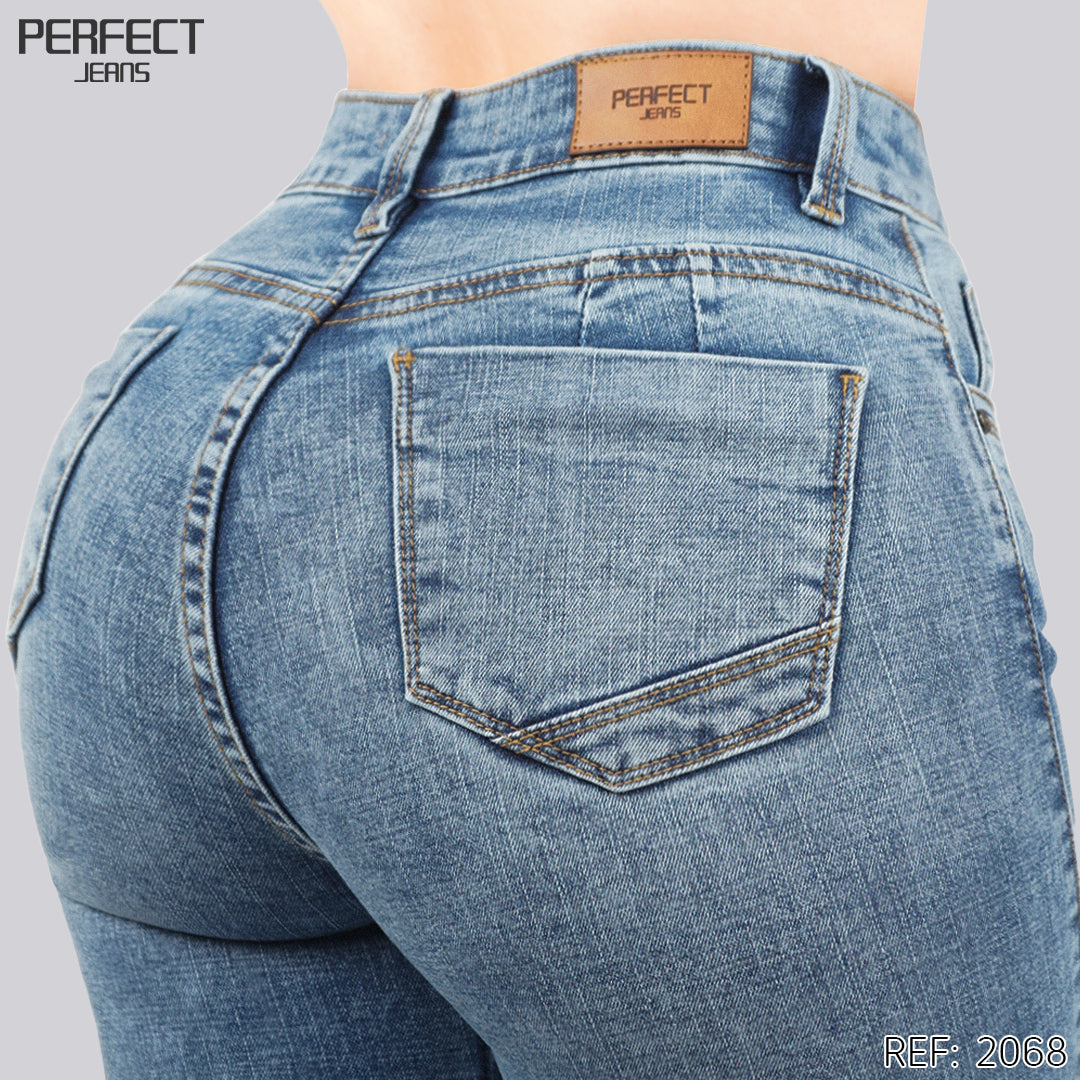 Jeans Skinny Flare Tiro Alto 2068