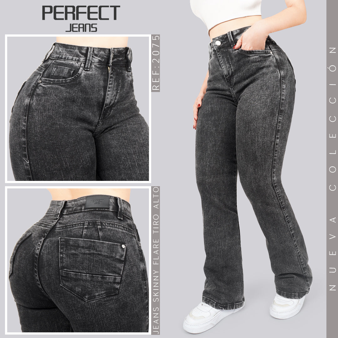 Jeans Skinny Flare Tiro Alto 2075