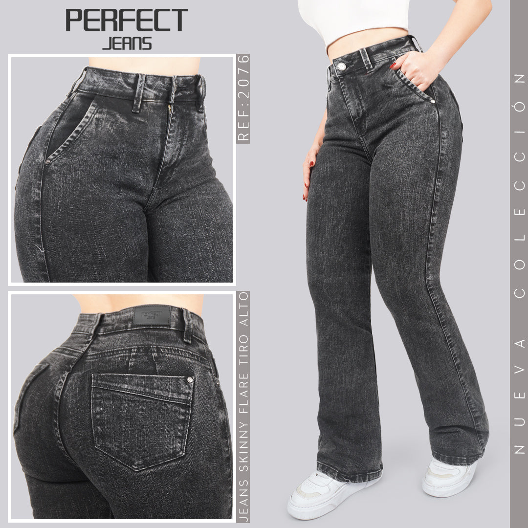 Jeans Skinny Flare Tiro Alto 2076