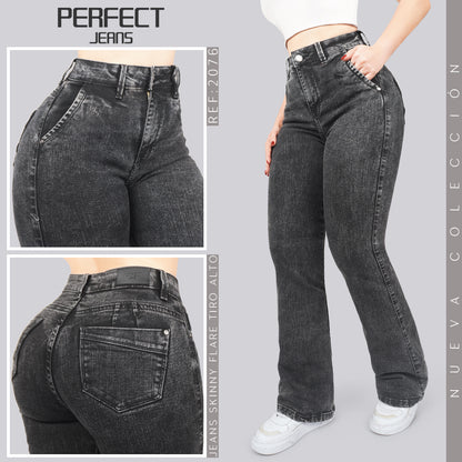 Jeans Skinny Flare Tiro Alto 2076