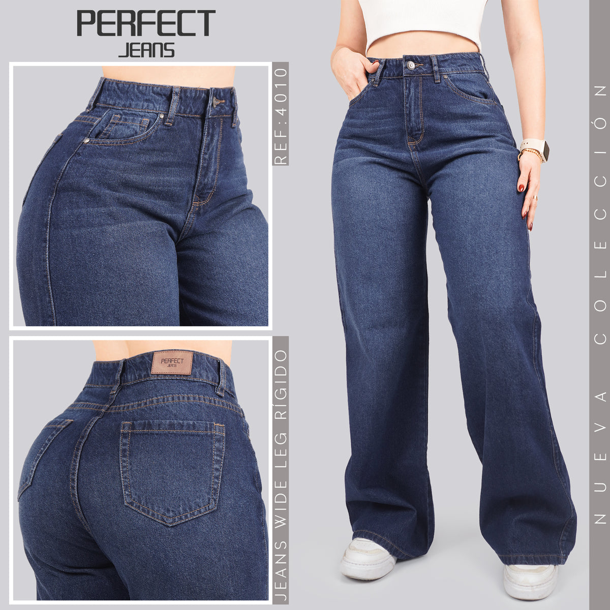 Jeans Wide Leg Rígido Tiro Alto 4010