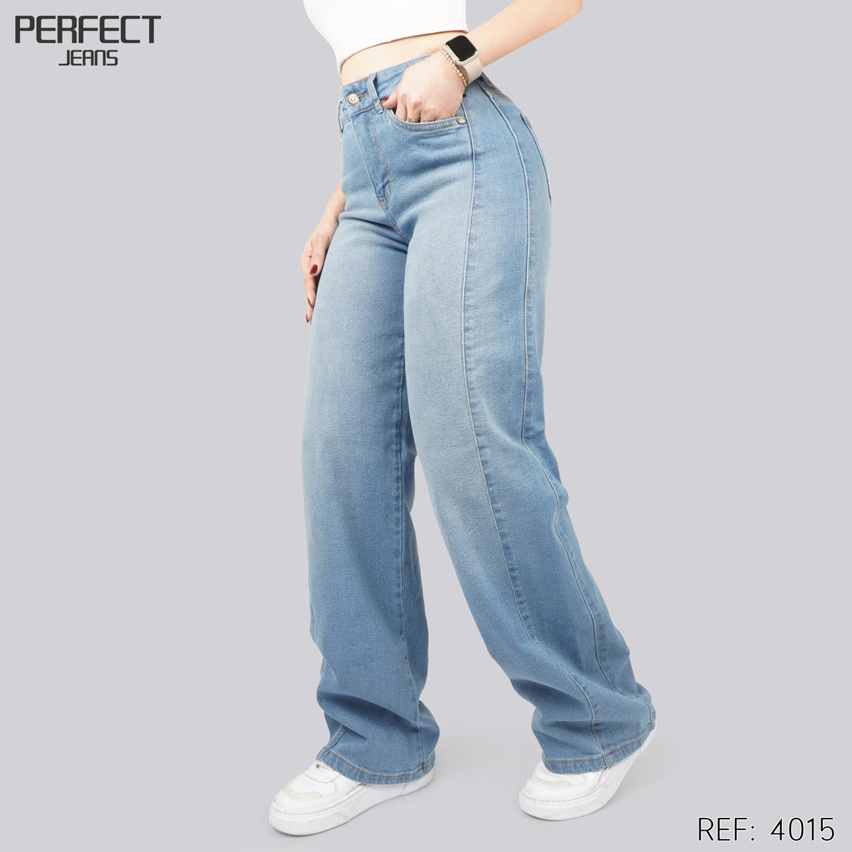 Jeans Straight Semirrígido Tiro Alto 4015