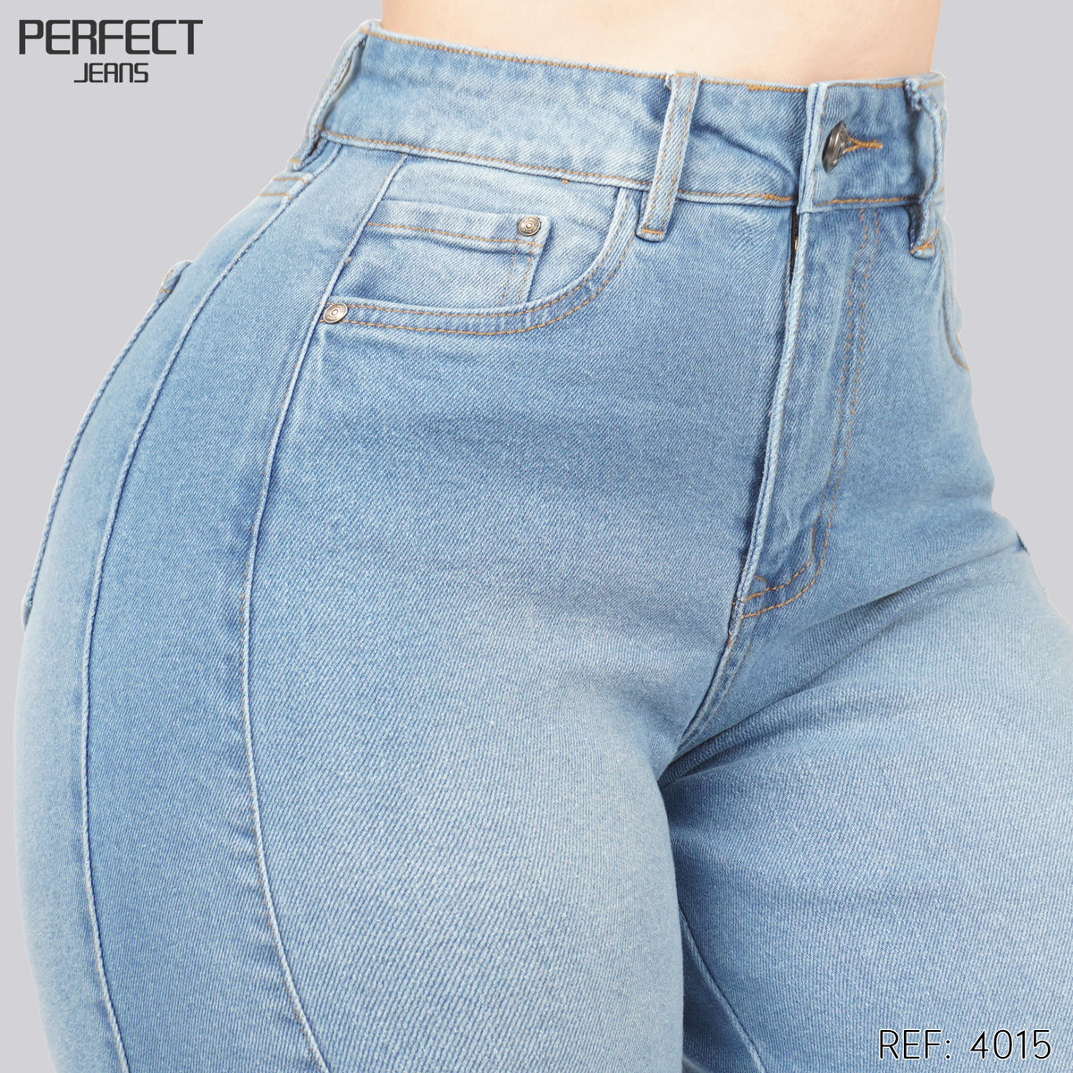Jeans Straight Semirrígido Tiro Alto 4015