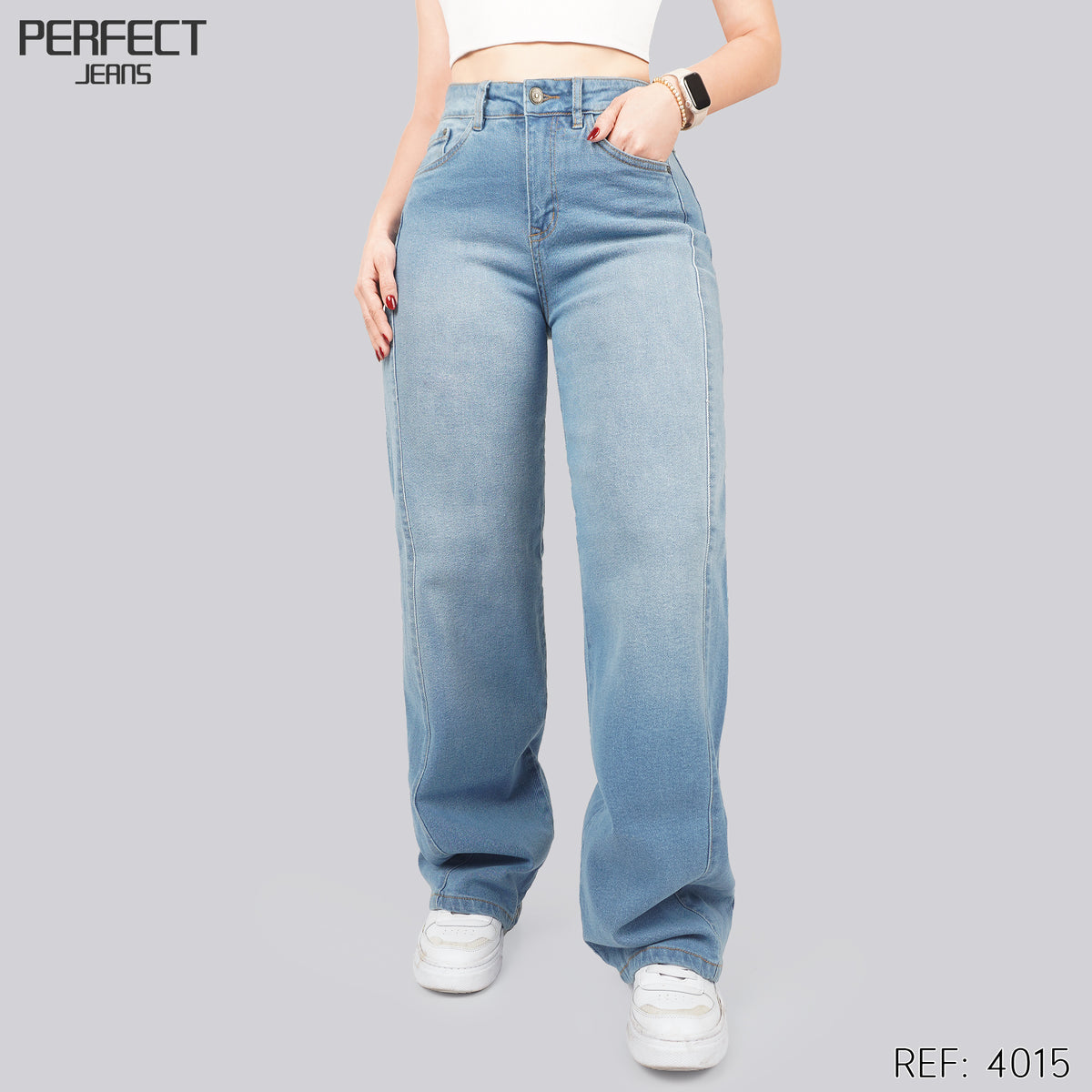 Jeans Straight Semirrígido Tiro Alto 4015