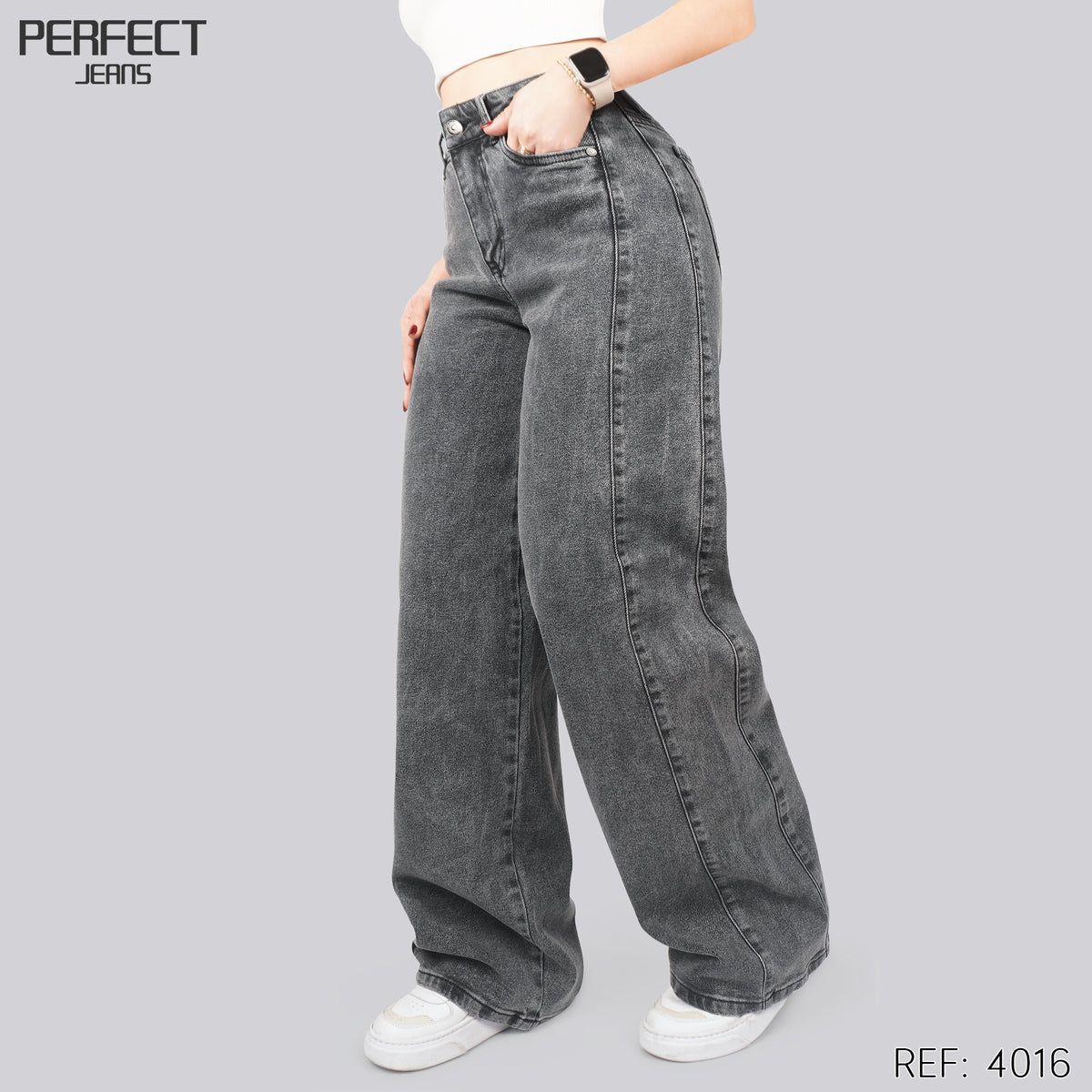 Jeans Straight Semirrígido Tiro Alto 4016