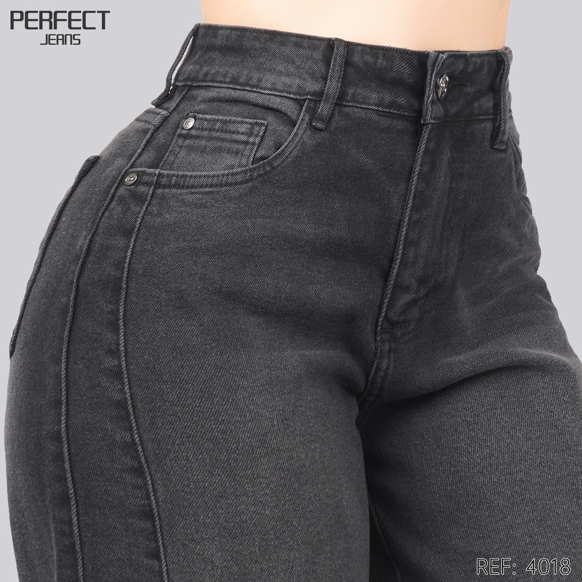 Jeans Straight Semirrígido Tiro Alto 4018
